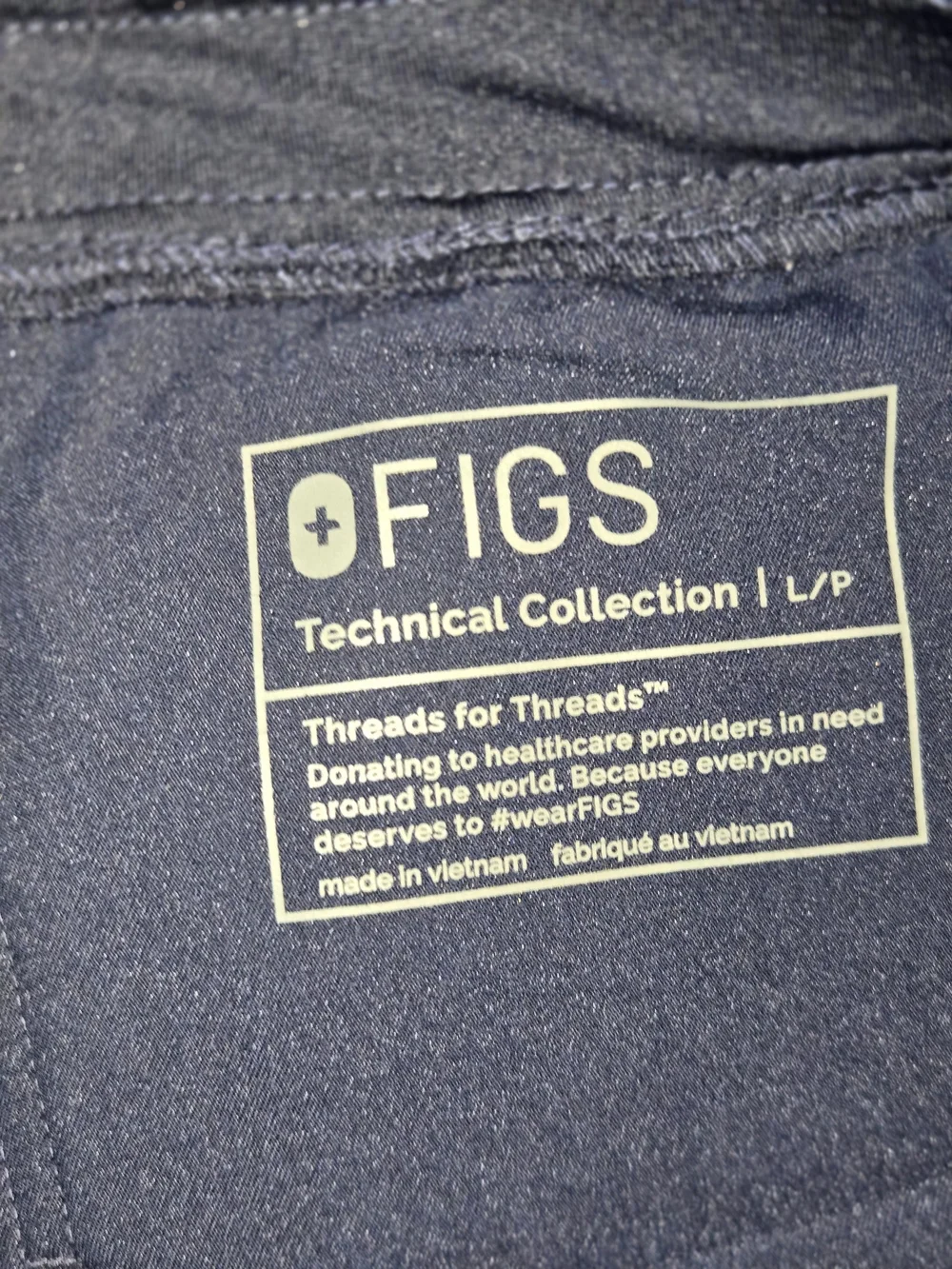 Womens FIGS Navy Blue Scrub Set - V-Neck Top & Drawstring Jogger Pants Size M/L